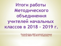 Итоги работы ШМО СШ №15 в 2018 - 2019 учебном году