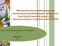 Презентация для студентов и воспитателей ДОУ Предметно развивающая среда в ДОУ