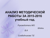Анализ методической работы руководителей методического объединения.Презентация