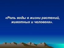 Роль воды в жизни растений,животных и человека