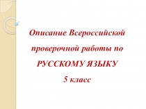 Описание Всероссийской проверочной работы по русскому языку. 5 класс