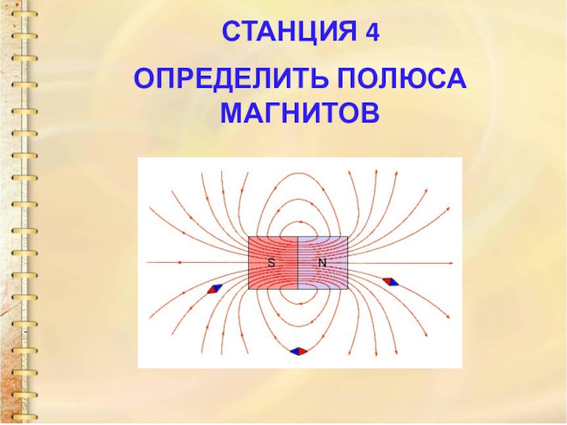 Определите полюса магнитов на рисунке