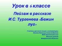 Презентация по литературе на тему: Бежин луг : работа с текстом (описание природы)