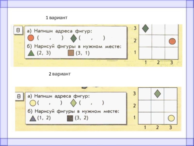 Напишите варианта. Информатика 2 класс это урок. Адрес клетки Информатика 2 класс. Задания адрес клетки. Впиши адреса фигур.