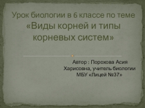 Презентация по биологии на тему: Виды корней. Типы корневых систем.