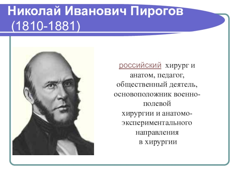 Основоположник военно-полевой хирургии пирогов