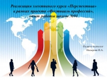 Реализация элективного курса Перспектива в рамках проекта Фестиваль профессий, опыт работы школы №91