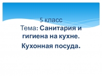 Презентация по технологии на тему Санитария и гигиена на кухне, посуда.