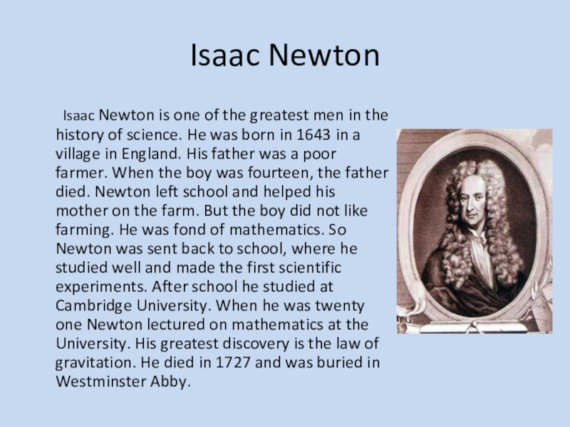 Read the text isaac newton