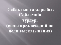 Айтылу мақсатына қарай сөйлем түрлері тақырыбына қазақ тілінен презентация