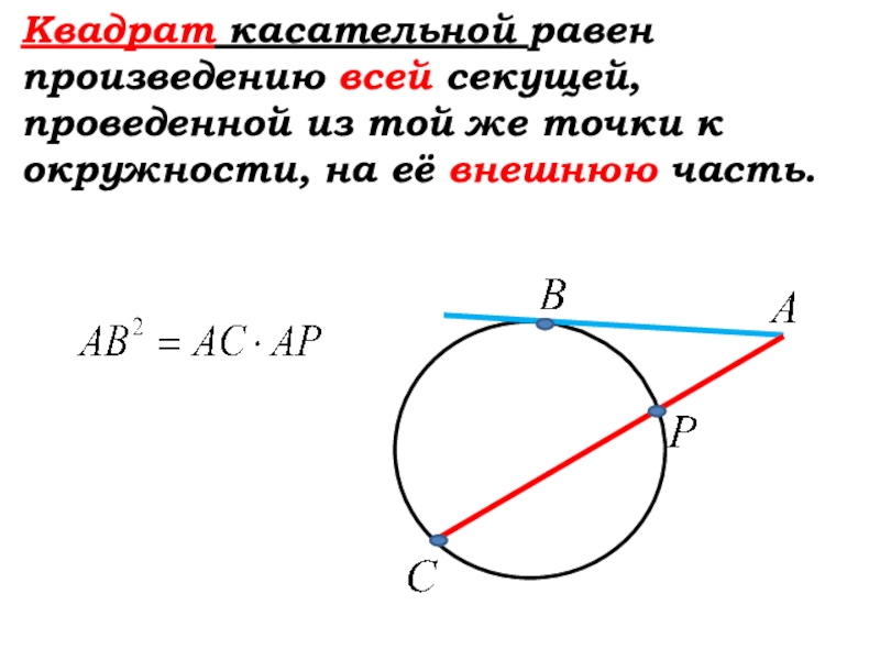 Теорема о квадрате касательной 9 класс задачи