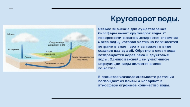 Круговорот воды в биосфере схема 11 класс