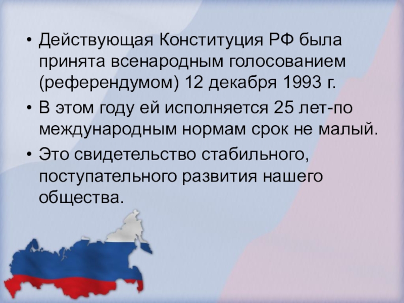 В 1993 году в российской федерации было проведено всенародное голосование по принятию проекта