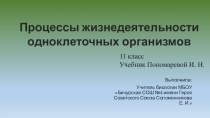 Презентация по биологии на тему Процессы жизнедеятельности одноклеточных организмов (11 класс)