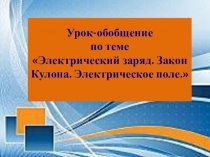 Презентация по физике на тему Электрический заряд. Закон Кулона. Электрическое поле.