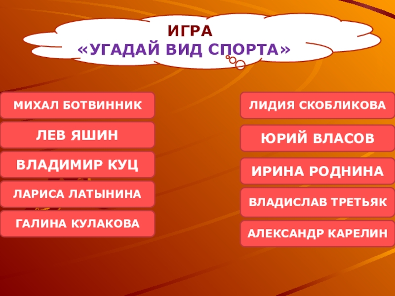 Игра Угадай вид спорта. Угадай вид спорта.