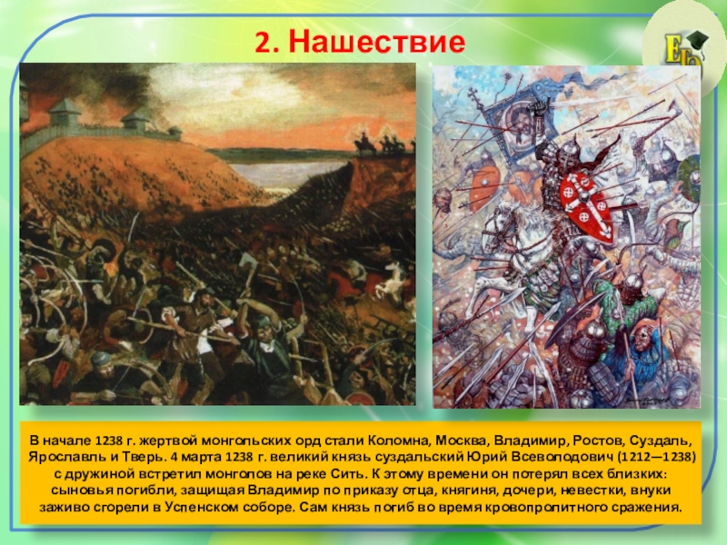 Сражение на реке сити год. Монгольское Нашествие на Русь. Битва под Коломной 1238.