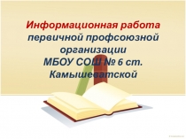 Презентация Информационная работа первичной профсоюзной организации МБОУ СОШ № 6 ст.Камышеватской