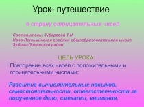 Урок-путешествие в страну отрицательных чисел