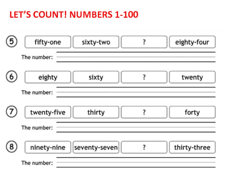 LET’S COUNT! NUMBERS 1-100