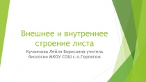 Презентация по биологии на тему Внешнее строение листа (6 класс)
