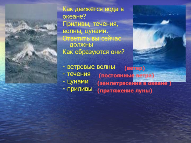 Причины воды в океане
