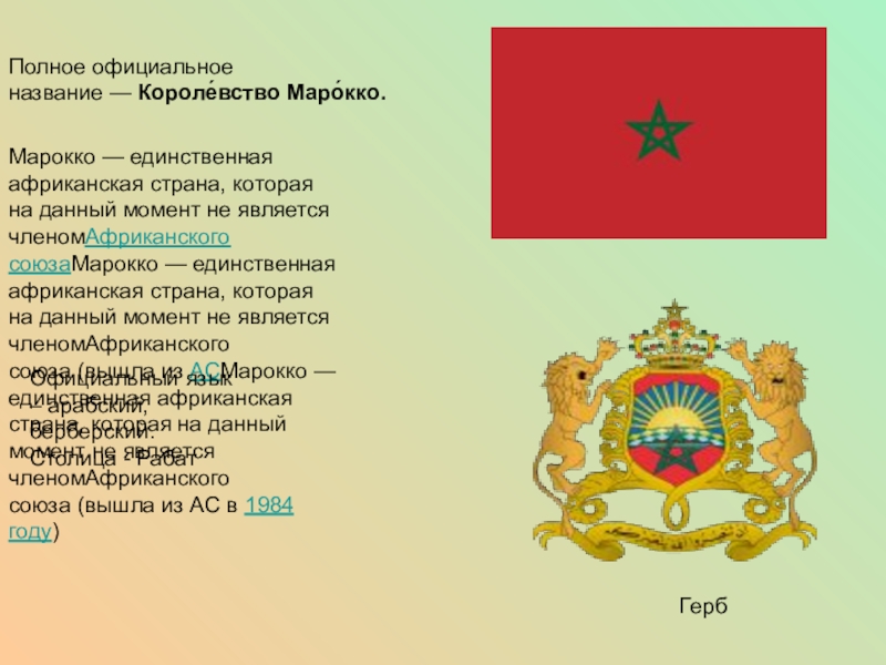 Форма правления страны марокко