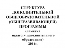 Презентация Структура дополнительной общеобразовательной программы