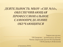 Презентация Деятельность МБОУ СШ №34, обеспечивающая профессиональное самоопределение обучающихся