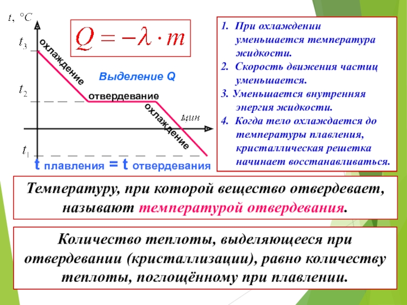 Температура плавления и отвердевания. Изменение внутренней энергии при плавлении и кристаллизации. Процесс отвердевания. Изменение внутренней энергии при отвердевании. Процесс кристаллизации график.