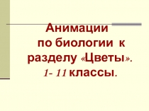 Презентация по биологии на тему Анимации  к разделу Цветы (1- 11 классы).