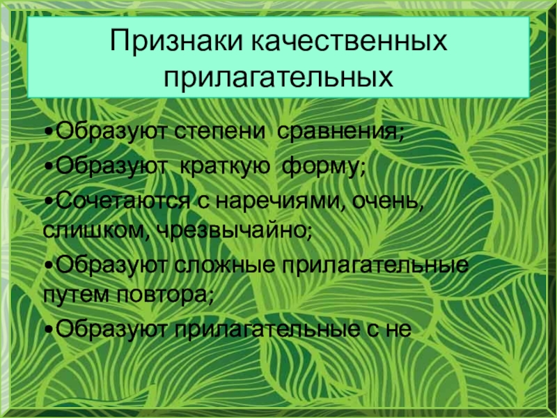 Качественные прилагательные 6 класс презентация