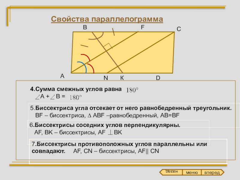 Геометрия 8 класс презентация свойства биссектрисы угла