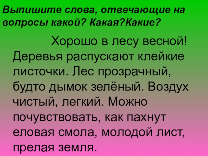 Слова которые отвечают на вопросы какой какая какое какие презентация