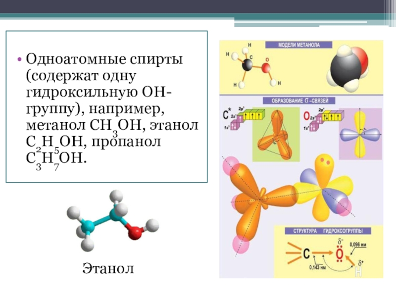 Метанол класс соединений. Строение молекулы предельных одноатомных спиртов. Строение молекулы одноатомных спиртов. Пространственное строение молекулы метанола. Структура формулы одноатомного спирта.