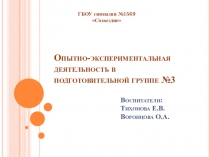 Презентация опыта работы по познавательно-исследовательской деятельности в подготовительной к школе группе