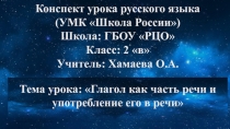 Глагол как часть речи и употребление его в речи