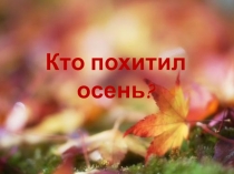 Классный час по развитию речи с детьми с умеренной умственной отсталостью в 4 классе. Тема:  Кто похитил осень?