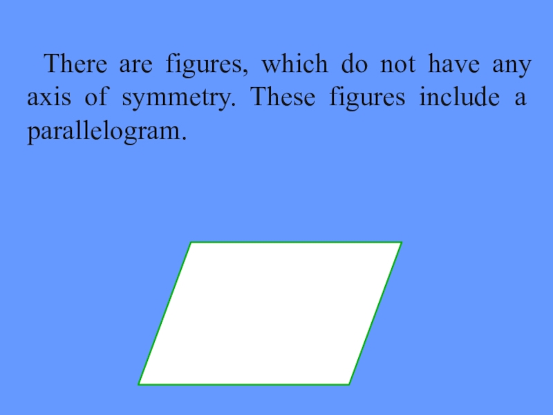 There are figures, which do not have any axis of symmetry. These figures include a parallelogram.