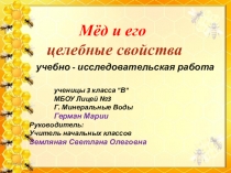 Презентация Исследовательская работа на тему Мёд и его свойства