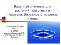 Презентация по Окружающему миру на тему Урок чистой воды