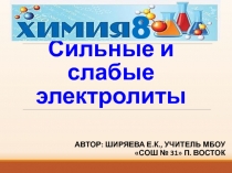 Презентация по химии на тему Сильные и слабые электролиты ( 8 класс)