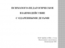 Психолого - педагогическое взаимодействие с одаренными детьми