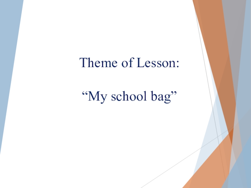 Презентация My school bag