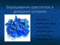 Презентация исследовательской работы Выращивание кристаллов