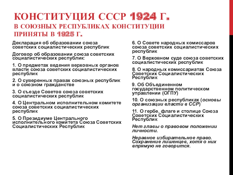 Конституция 1924 характеристика