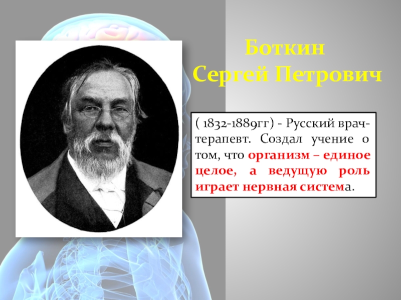 Русский ученый создавший учение о. Боткин организм единое целое. Учение об организме как о едином целом Боткин. Создал учение об организме.