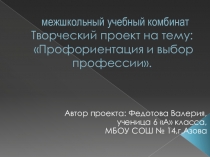 Творческий проект на тему: Профориентация и выбор профессии.
