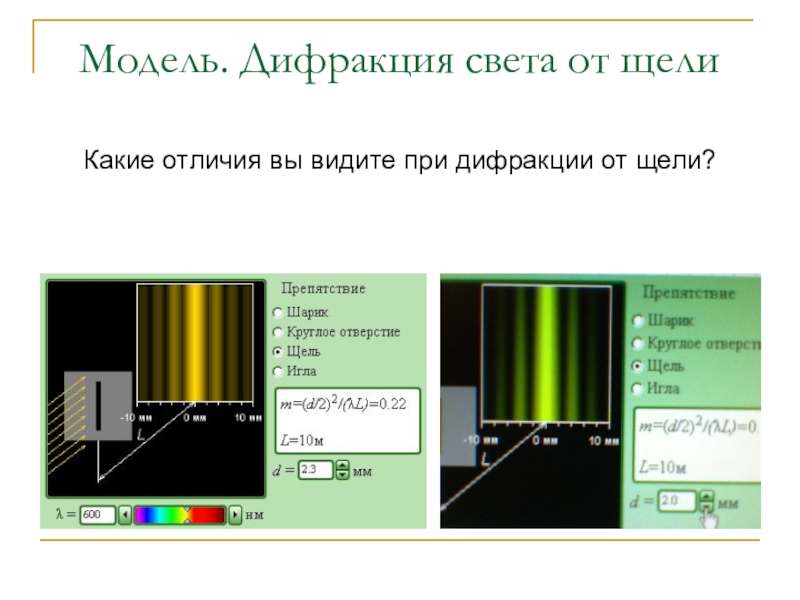 Объясните причины появления дифракционной картины от щели и нити