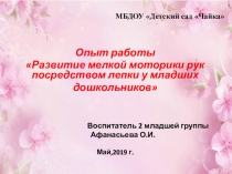 :Опыт работы Развитие мелкой моторики рук дошкольников посредством лепки